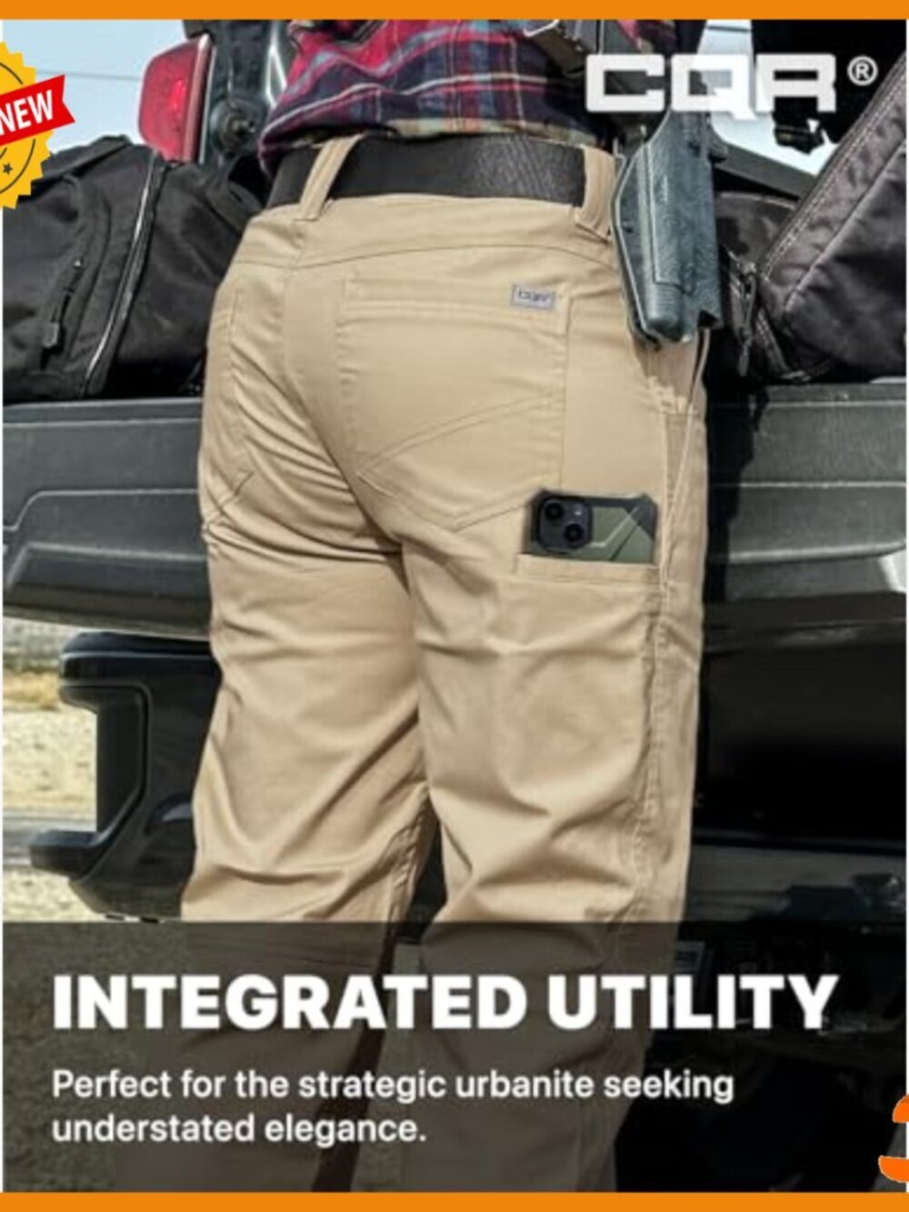 Women's Flex Stretch Tactical Work Pants, Water Resistant, Cargo Pockets - Picture 6 of 7